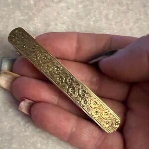 Gold Floral Engraved French Barrette | 3” | Made in France
